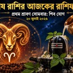 মেষ রাশির আজকের রাশিফল ২০ জুলাই ২০২৬ প্রথম শ্রাবণ সোমবার শিব যোগ ও সপ্তমী তিথিতে গ্রহ-নক্ষত্রের সম্পূর্ণ ইঙ্গিত
