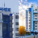 গেরুয়া রঙের নতুন নবান্ন নামফলক রাজ্য সচিবালয়ের ভবনে